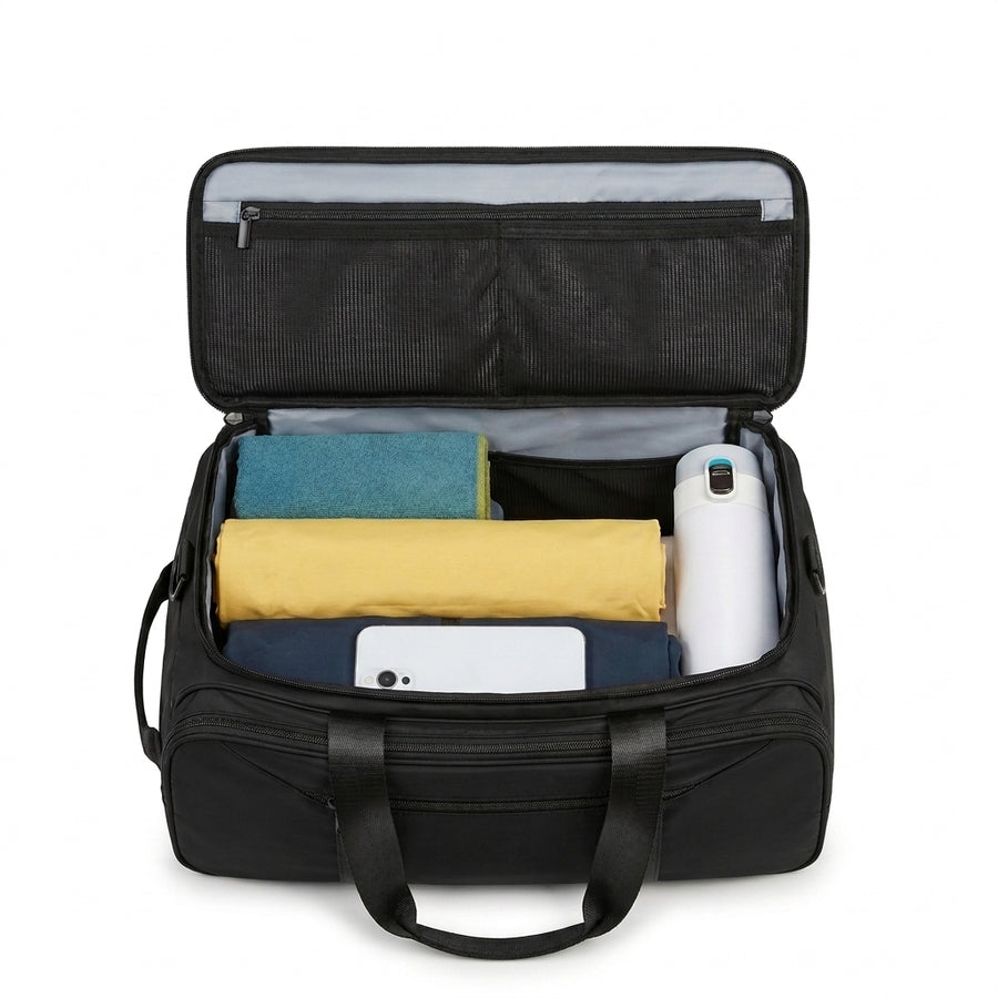 Court Club Backpack main compartment, open and packed